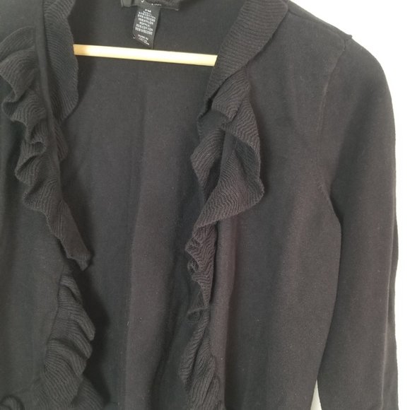Style&Co  black 3/4 sleeve ruffle cardigan women's size Medium Petite (5… - Picture 3 of 10